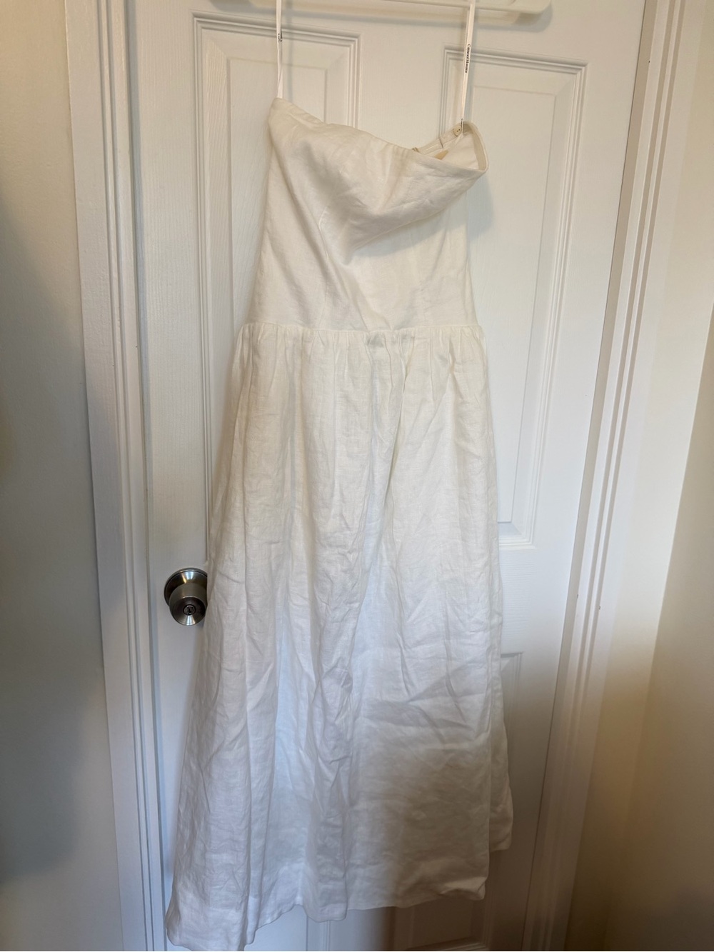 Strapless White Linen Dress